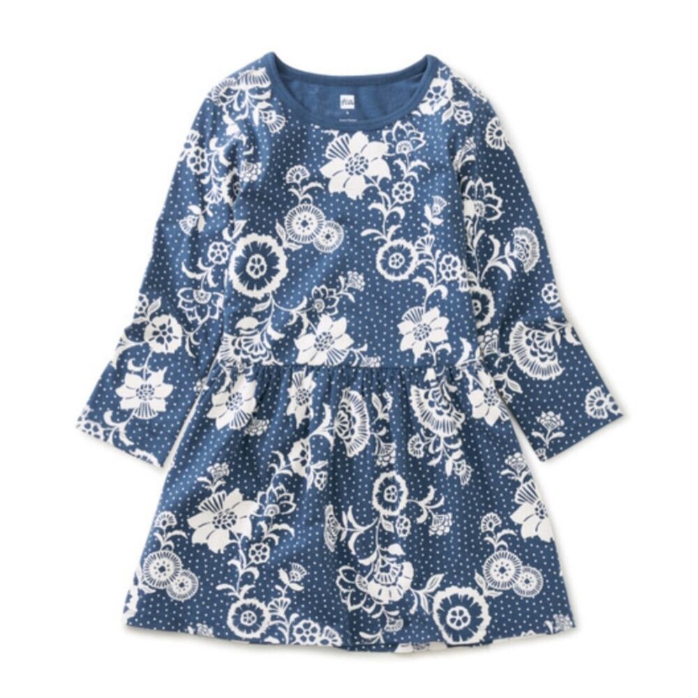 🆕 Tea Collection NWT Long Sleeve Skirted Vintage Floral & Dots Dress